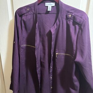 Calvin Klein Purple Button-Up Blouse
